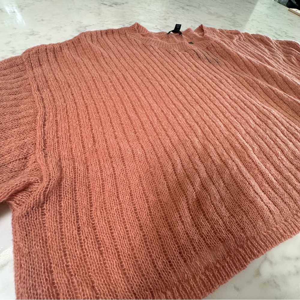NEW Wild Fable Pink/Rose colored Ribbed Knit Boho Cropped Sweater XL - Picture 13 of 16